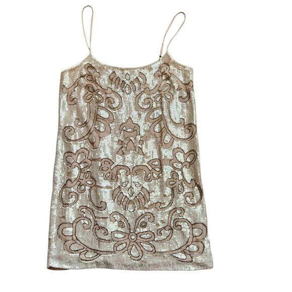 Anthropologie Needle & Thread Mini Dress 10 Sequins Flapper New Years Formal Wed - Picture 2 of 5